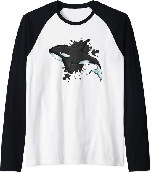 Whale Lover Humpback Whale Shark Whale Fan Orca Whale Kids Raglan Baseball Tee