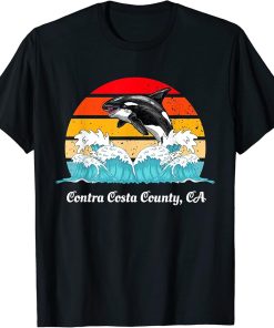 Vintage Contra Costa County Distressed Orca Killer Whale Art T-Shirt