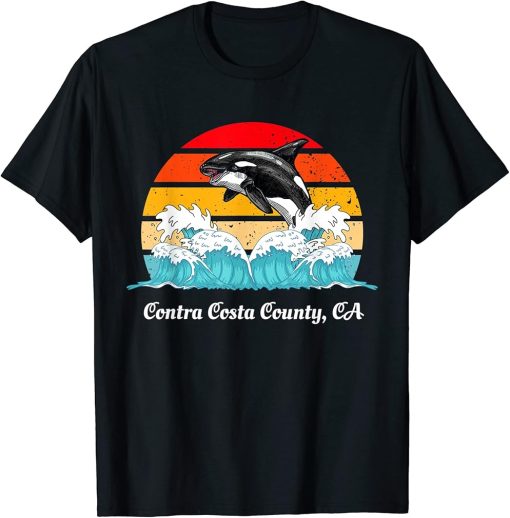 Vintage Contra Costa County Distressed Orca Killer Whale Art T-Shirt