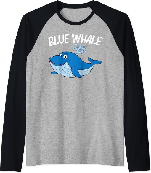 Funny Whale Art For Men Women Orca Narwhal Blue Whales Raglan Baseball Tee